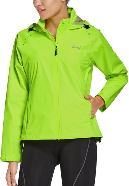 Women'S Rain Jackets Waterproof Windbreaker Windproof Running Lightweight Cycling Jacket Reflective Packable Hooded