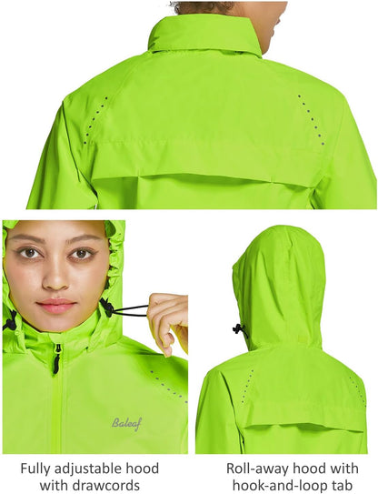 Women'S Rain Jackets Waterproof Windbreaker Windproof Running Lightweight Cycling Jacket Reflective Packable Hooded